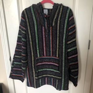 Rainbow Mexican Baja Pullover Hoodie Sweater
